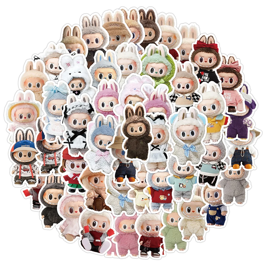 10/30/50pcs Cute Labubu Monster Dolls Stickers Funny Sticker for Kids Toy DIY Water Bottle Notebook Phone Kawaii Graffiti Decals