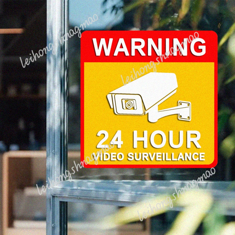 Whl #   ملصقات سيارات لمراقبة الفيديو على مدار 24 ساعة، ملصقات فينيل واقية من الشمس، علامات تحذيرية، ملحقات زينة نافذة السيارة