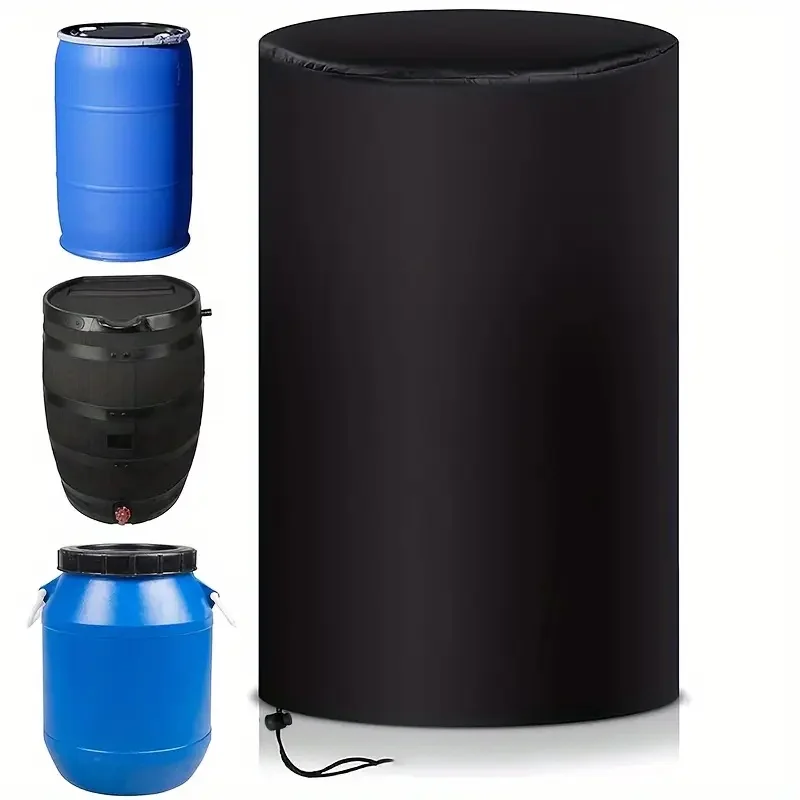 Water Storage Barrel Cover - Oxford Cloth,UV & Dust Protection, Outdoor Waterproof Bucket Cover with Drawstring (Cover Only)