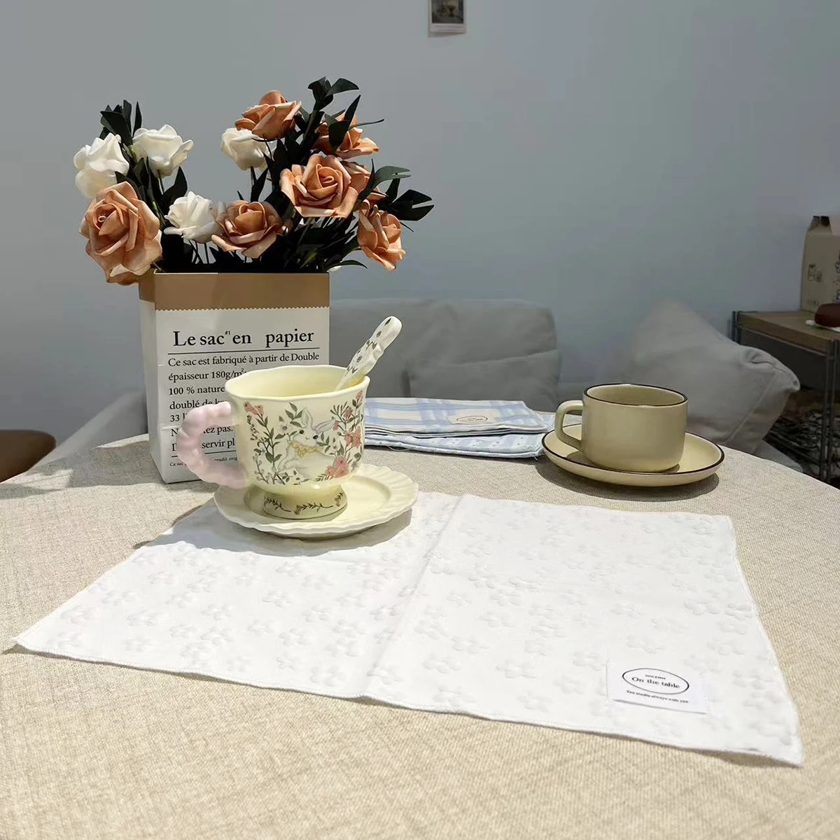 مفرش طاولة أبيض عازل للحرارة للمطبخ، مفارش طاولة طعام مستطيلة للمطبخ المزرعة الداخلي