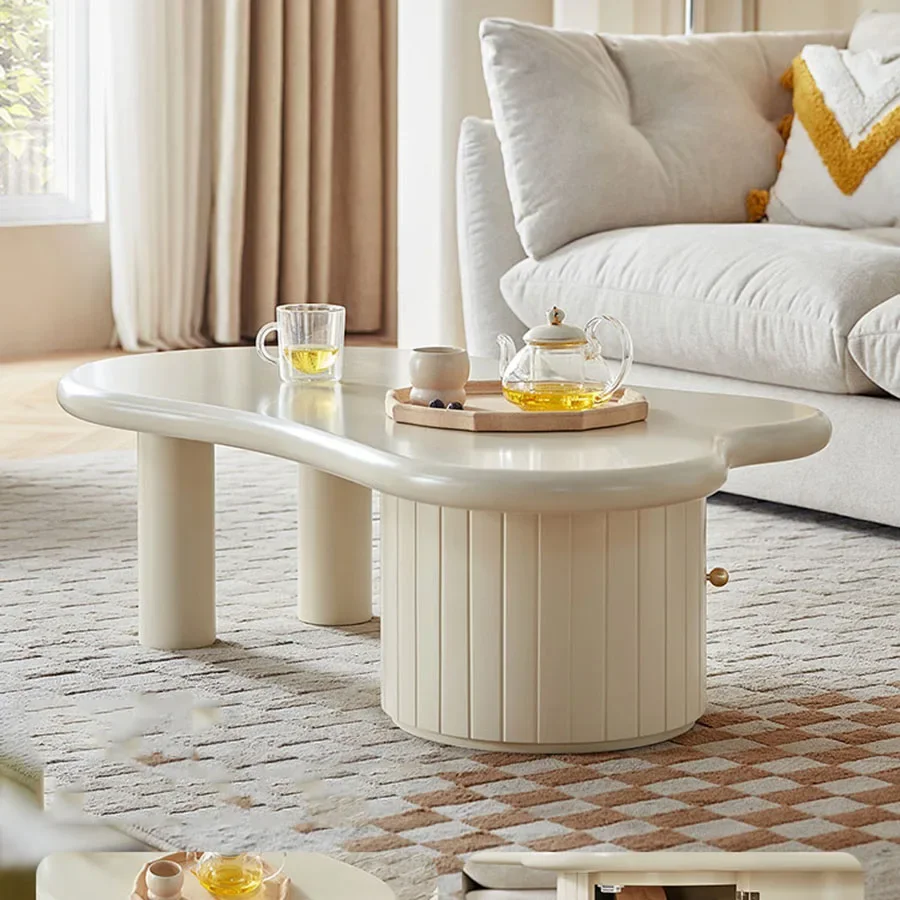 

Modern Coffee Table Living Room Home Platform Unique Coffee Table Ornament Nordic Round Corner White Luxury Mueble Room Decor