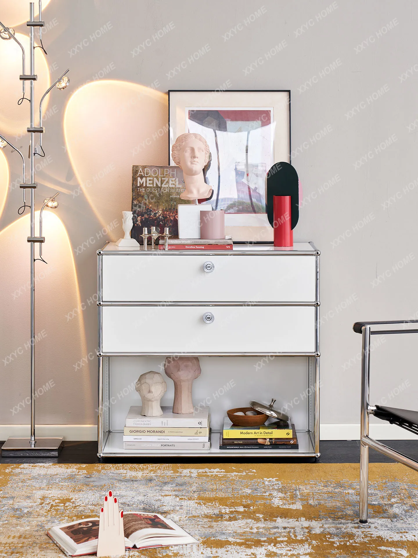 A  Italian Minimalist High Cabinet Light Luxury Living Room Locker Modern Minimalist Office File Storage Cabinet