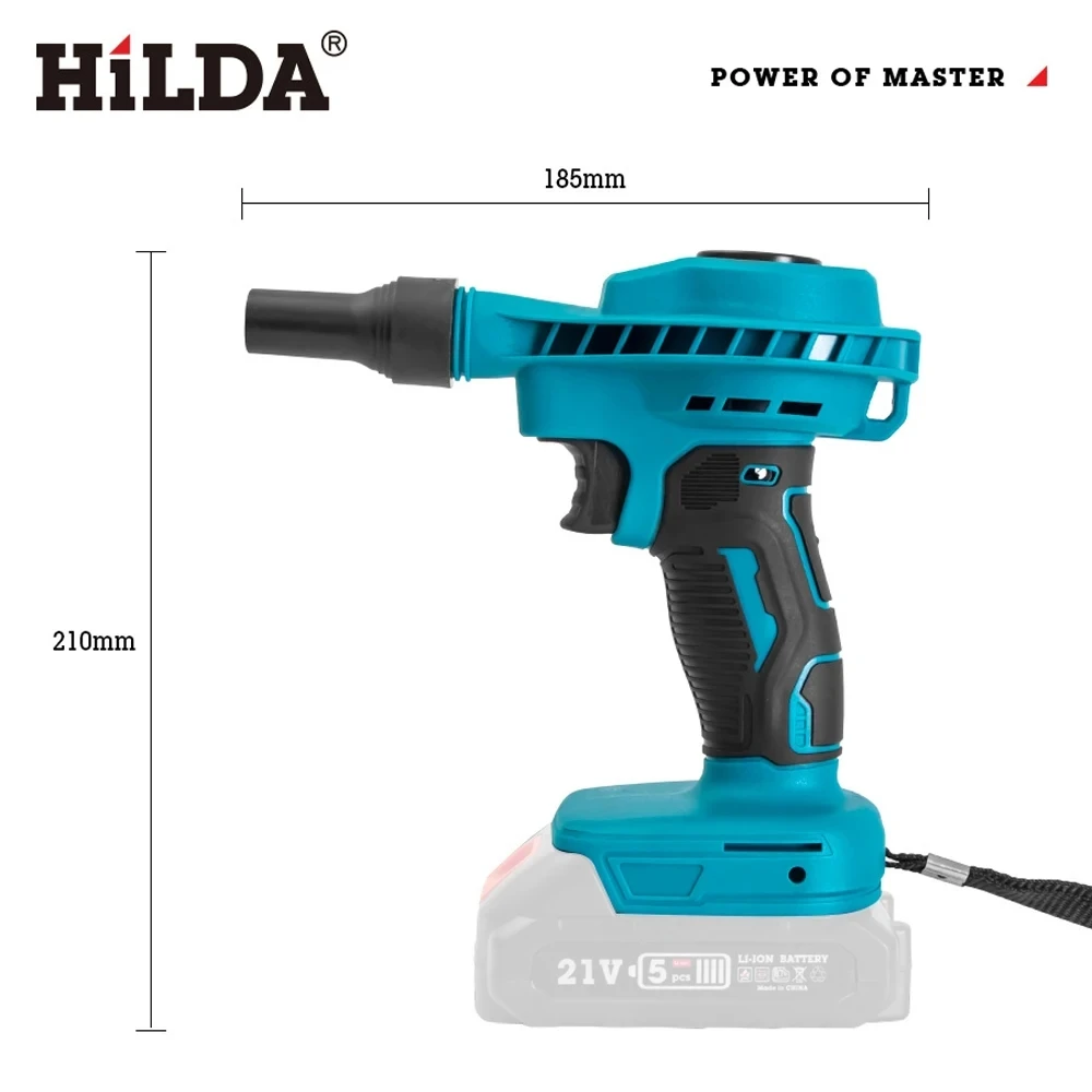 HILDA Cordless Dust Machine Stepless Speed Regulation Rechargeable Electric Inflator Cleanner Dust Blower Fan For Makita Battery