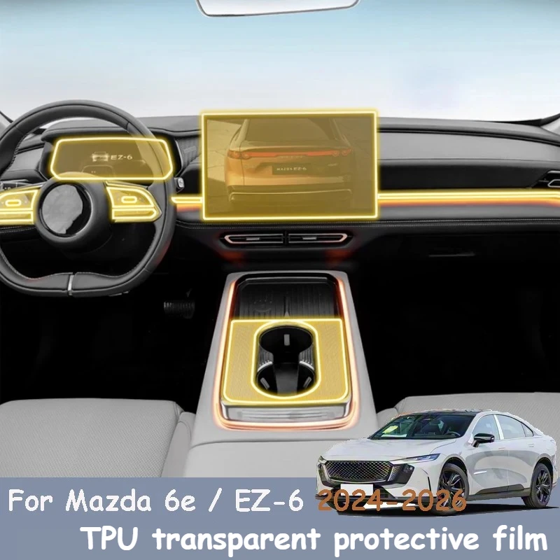 

For Mazda 6e / EZ-6 2024-2026 Car Automotive Interior Gear Lever Screen Dashboard Transparent TPU Protective Film Accessories