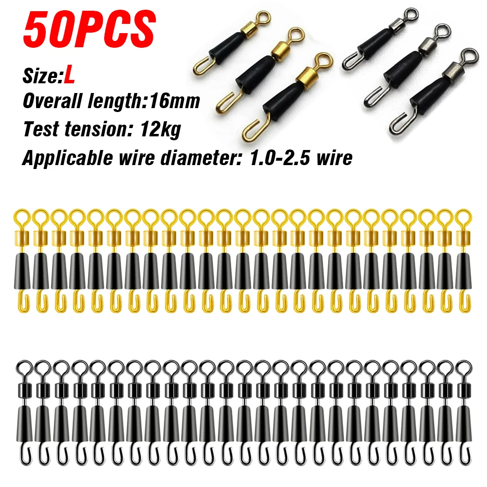 30/50Pcs Angeln Lager Wirbel Kugellager Wirbel Solide Ringe Stecker Schnell Schnelle Link Locken Linie Spin Snap Tackle stecker