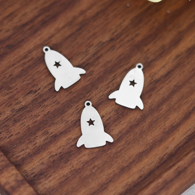 3pcs Cartoon Rocket Star Charms Handmade Bracelets Earrings Jewelry Making Craft Stainless Steel Pendant Mini diy Accessories