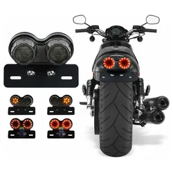 1Pc Universal Motorcycle Modified Rear Tail Lamp Brake Lamp Cruise Vehicle Retro Vehicle Modified LED Integrated Tail Light 12V