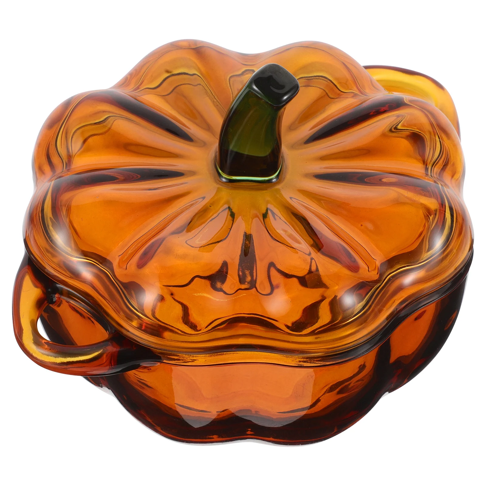 

Glass Pumpkin Shaped Sugar Bowl Lid Colorful Decorative Storage Container Snack Holder Fruit Plate Countertop Use