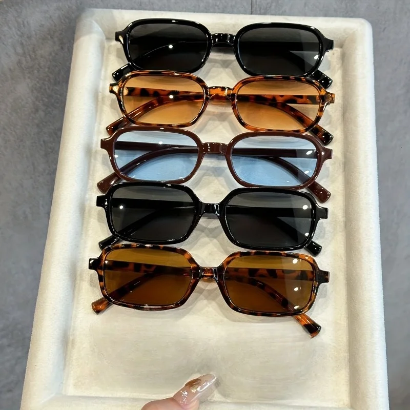 5pcs Set of Vintage Rectangular Small Frame Multicolor Elegant  Women's Fashion Decorative Glasses in Bohemian Style