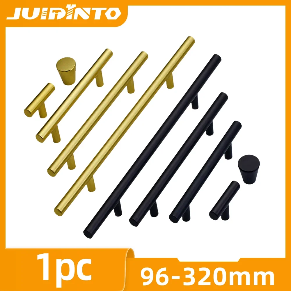 JUIDINTO Brass Handle Cabinet Knob Aluminium Alloy Modern Classic Matte Drawer Closet Door Handle Furniture Handle 96-320mm