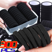 10/300pcs Black Basic Hair Bands Women Girls Simple High Elastic Rubber Ropes Scrunchies Headband Ties Ponytail Holders 4/5cm