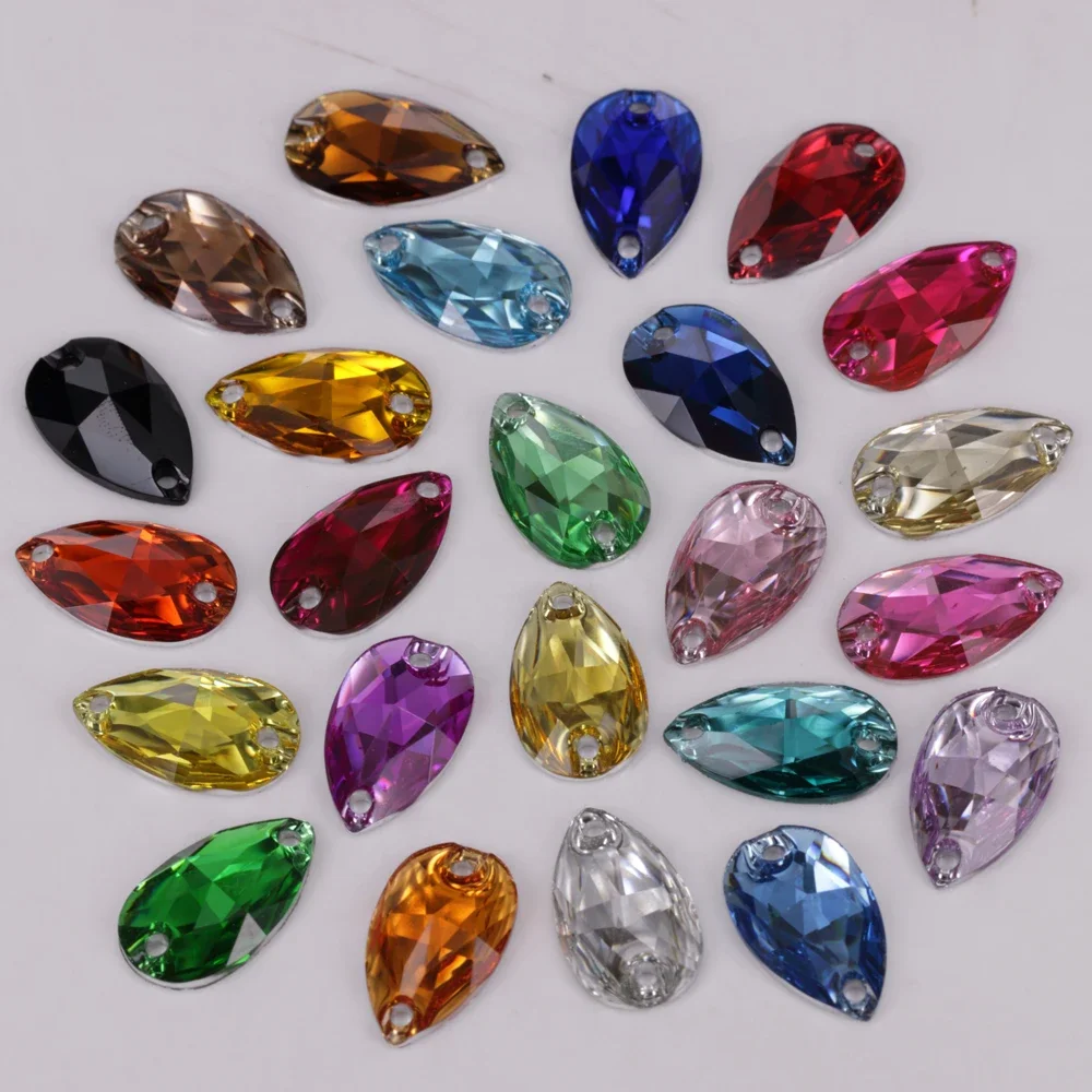 7x12mm, 10x14mm, 10x18mm, 17x28mm Colors Flat Back Resin Teardrop Sew On Stones