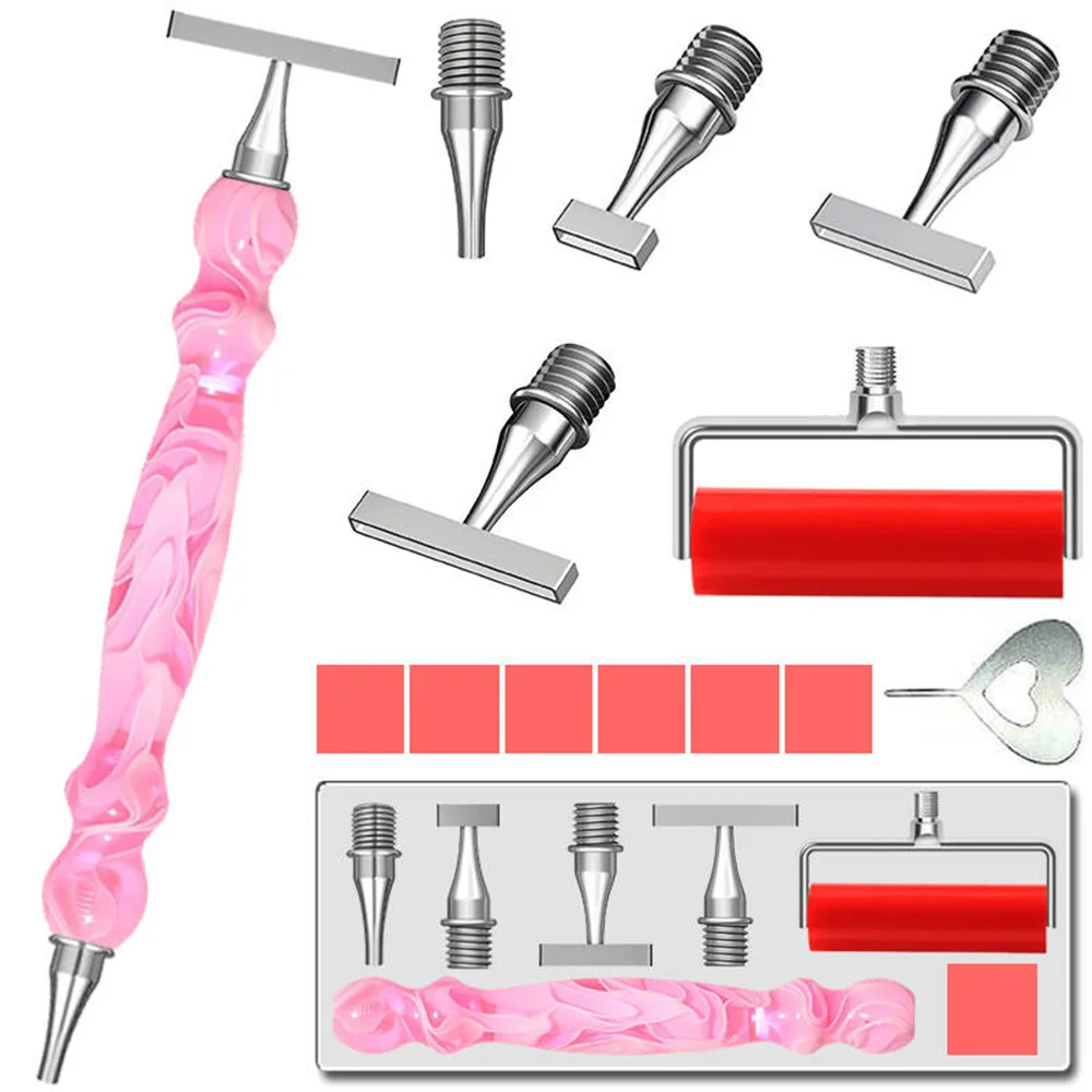 Ergonomisches Diamond Painting Kunst-Bohrstift-Set mit Schlankem Gewinde, Edelstahl-Stiftköpfen und Rollwerkzeug-Zubehör 2027