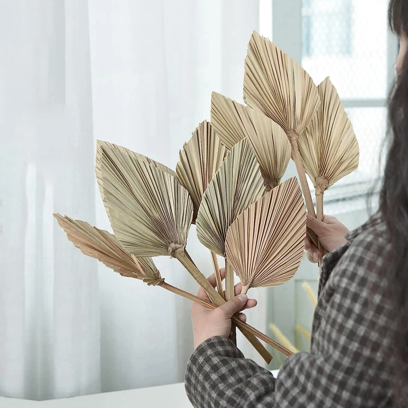 12 Pcs Natural Dried Palm Leaves Decor Boho Dried Leaf For Weddings Decoration Bedroom Kitchen Office 10X40cm