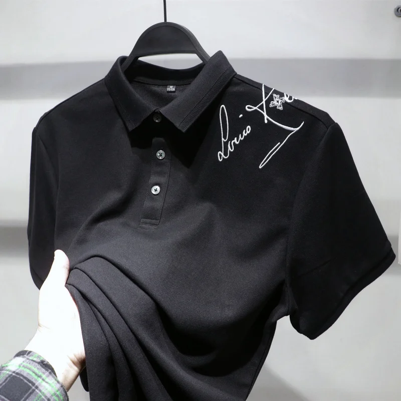 

Оригинальный дизайн, лето 2025, мужская модная рубашка с английской вышивкой, персонализированная, в корейском стиле, хлопок/полиэстер