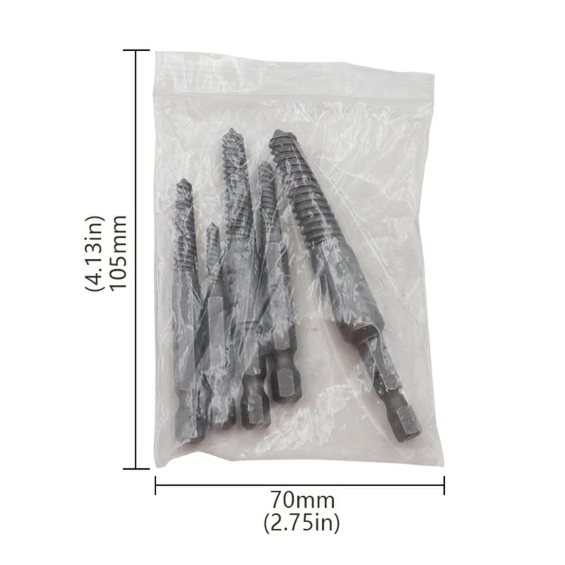 367D 5pieces Damaged Screw Extractor Easy Out Bolt Extractor Hex Shank Spanners Multi-application Remove Tool Easy Removal