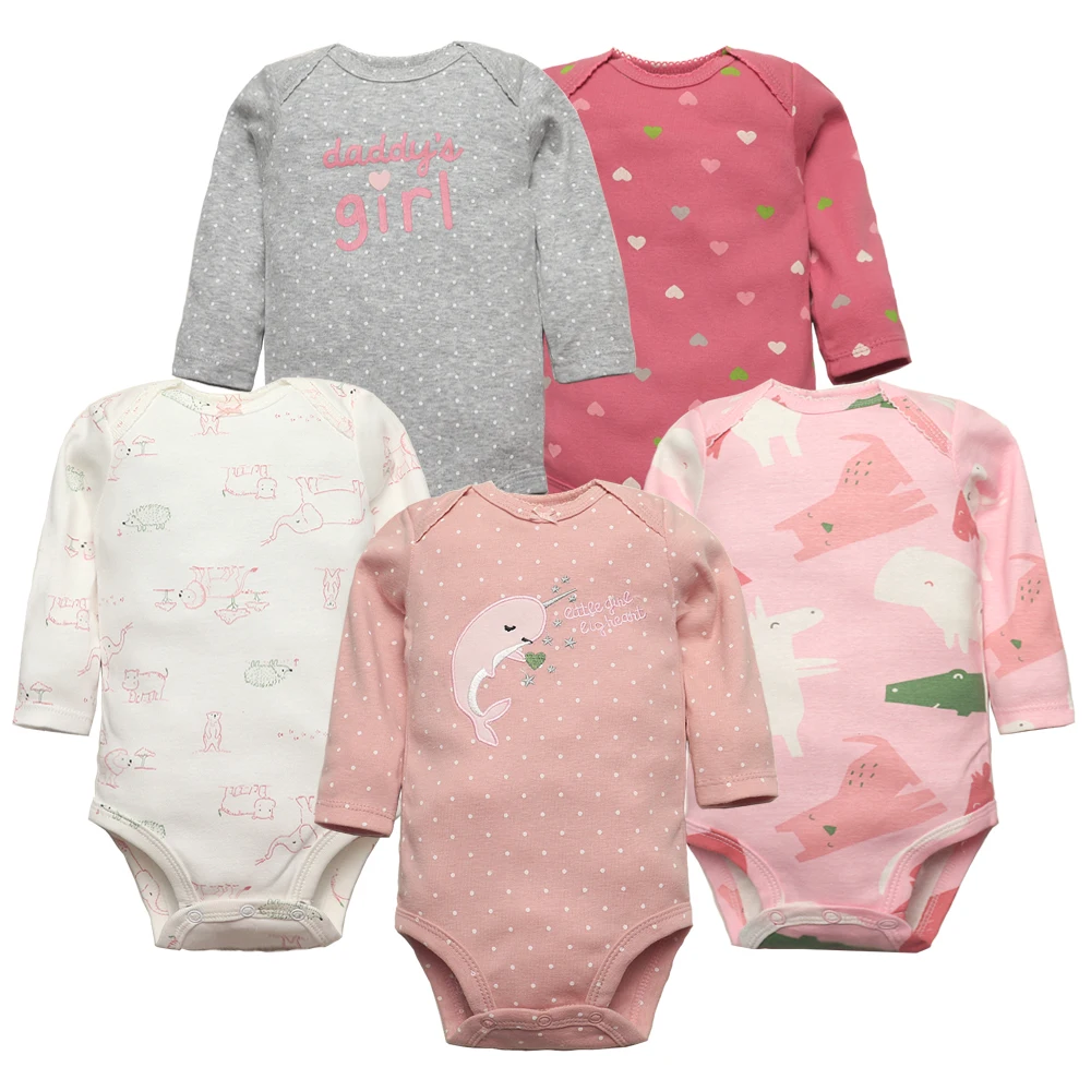 Newborn Baby Girl Clothes Long Sleeve 100% Cotton 5 PCS Baby Bodysuits Cartoon Underwear Infant Bebe Clothing 3-24M Jumpsuit