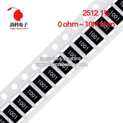 50pcs 2512 1% resistor SMD 0R ~ 10M 1W 0 1 10 100 150 220 330 470 ohm 1K 2.2K 10K 100K 220K 1R 10R 100R 150R 220R 330R 470R 1M