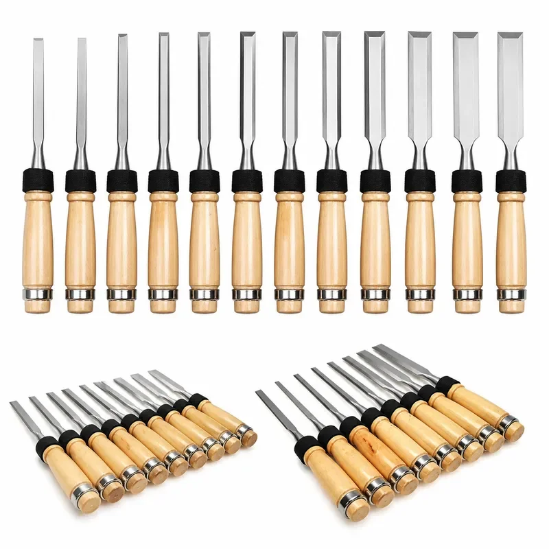 12Pcs Wood Carving Chisel Set Hand Gouges Professional Woodworking Tools Carpentry Construction Kit