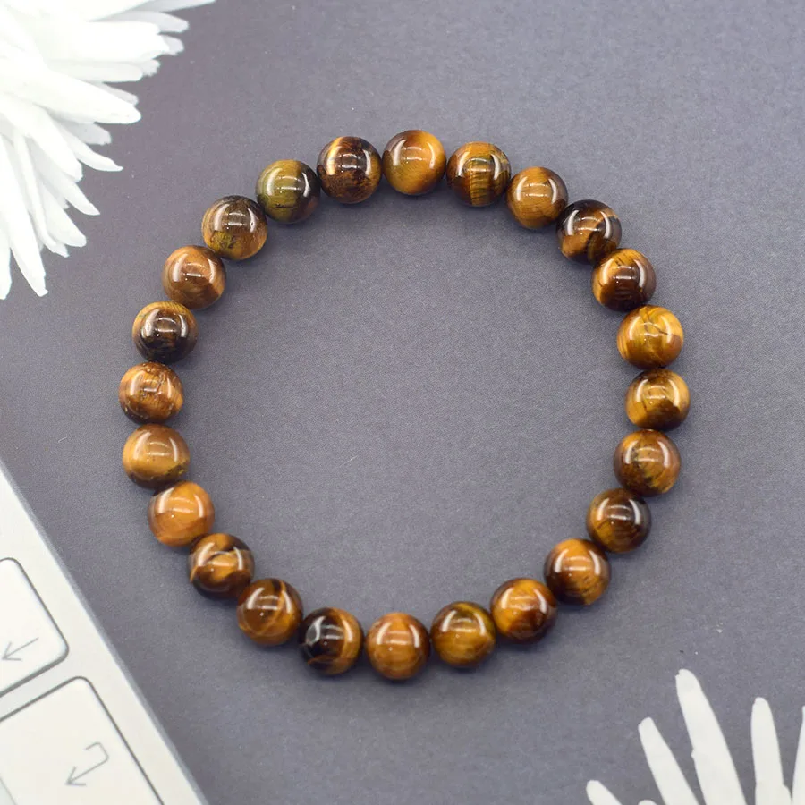 5A Natural Yellow Tiger Eye Bracelets Men Women Charm Beads Stone Jewelry Gain Wealth and Money Bangle One Dollar Item Pulsera