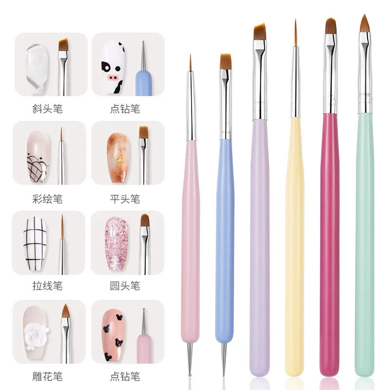 전문 네일 아트 키트 9종 세트 - 아크릴 펜 홀더, 레진 팔레트 및 DIY 네일 디자인용 라이너 브러쉬 6종 포함 ‌