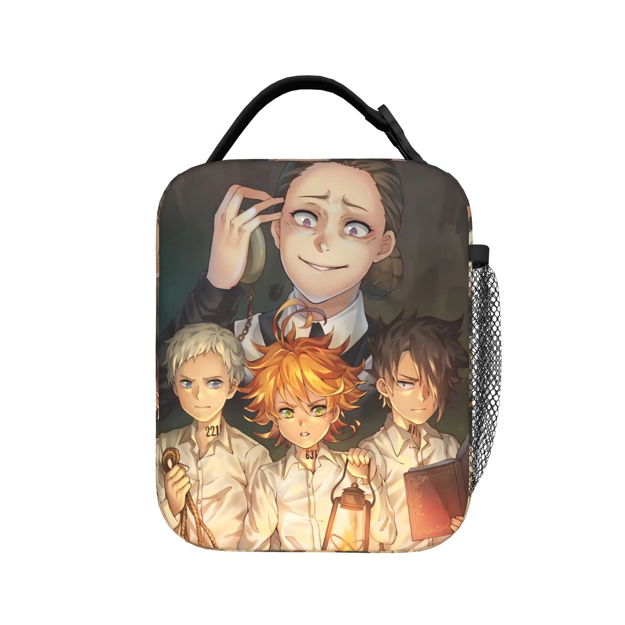 The Promised Neverland Lunch Bag  Office Lunch Box For Adult Fashion Print Thermal Tote Handbags Oxford Convenient Cooler Bag