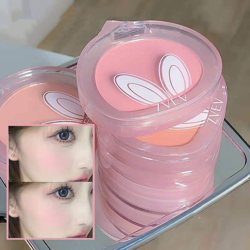 

Монохромные пудровые румяна с длинными ушами, матовые, розовые, оранжевые, рельефная пудра, румяна, без пудры, водонепроницаемые и прочные