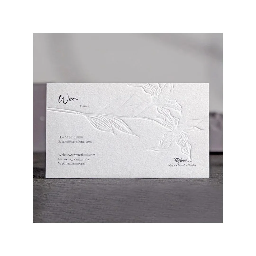 mbossed Custom Business Cards 200pcs - 500gsm Soft Cotton Paper, Customizable Logo for VIP Clients