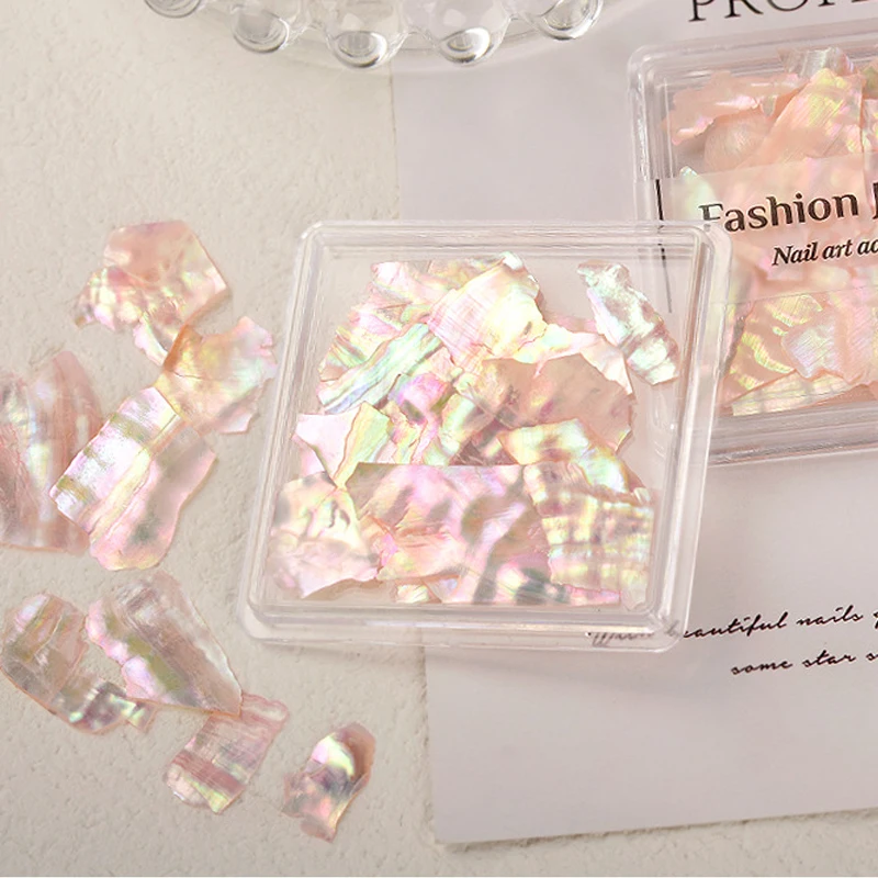 Ultradünne Große Natürliche Abalone-Muschelscheiben mit Unregelmäßiger Aurora-Optik für Nagelkunst-Dekorationen, DIY-Maniküre-Zubehör, 1 Box – Detail 7