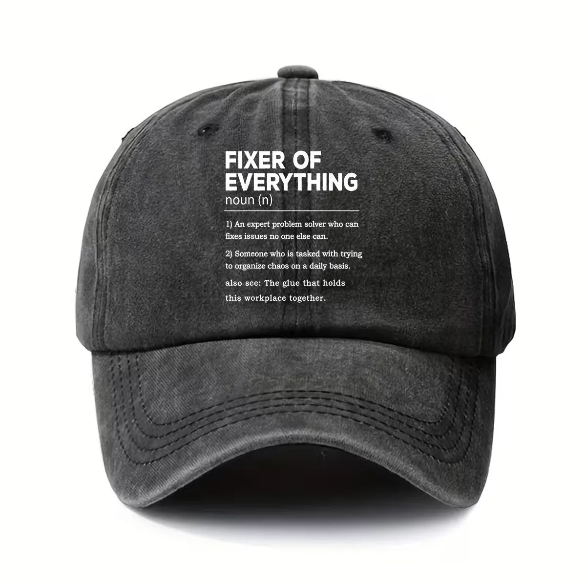 1 Vintage-Style Printed Baseball Cap, Versatile Patterned Casual Washed Cap, Unisex Adjustable Sun Hat, Suitable for Problem Solvers