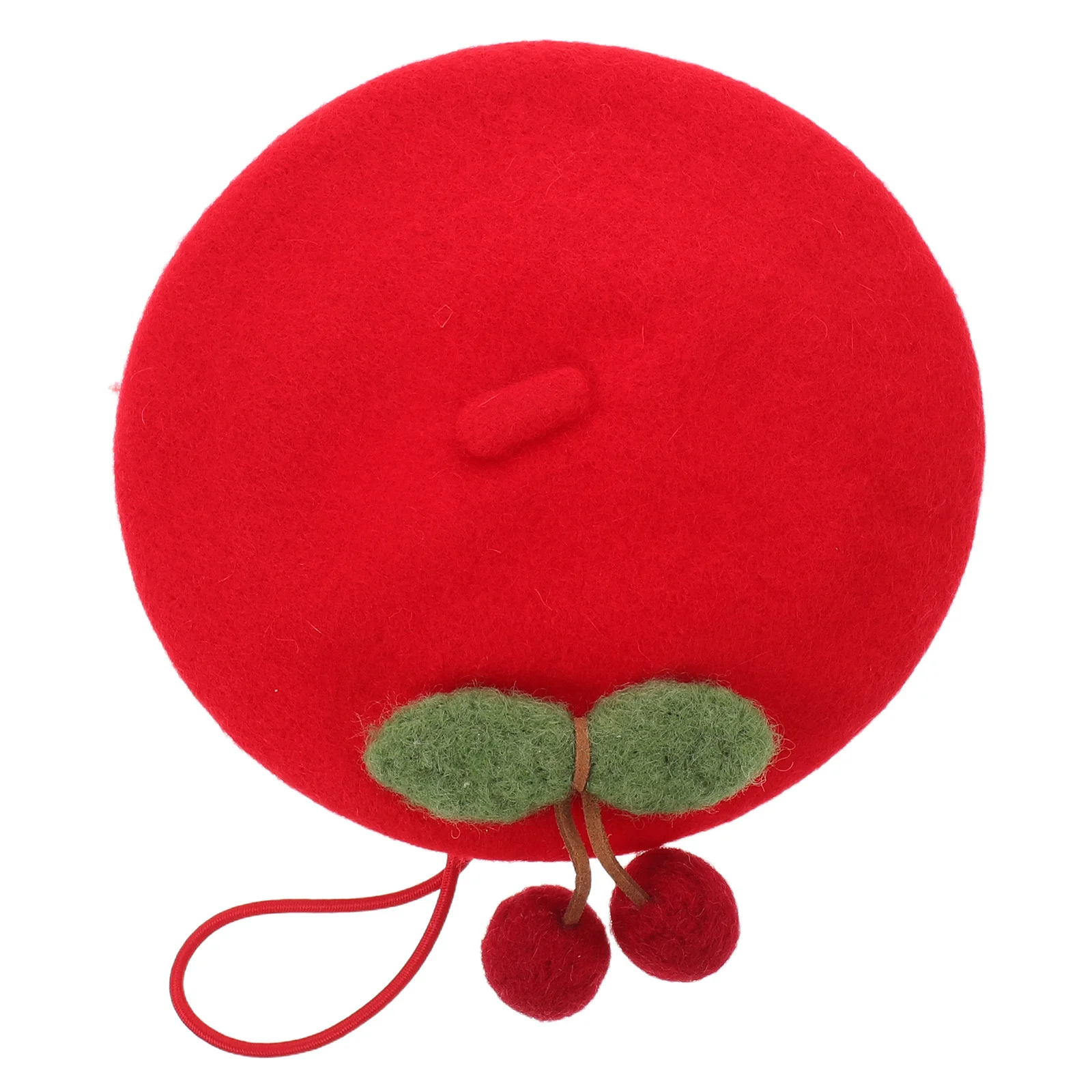 

Cherry Beret Pet Headwear Lightweight Wool Cap Breathable Dog and Cat Hat Small Puppy Kitten Costume Photo Props