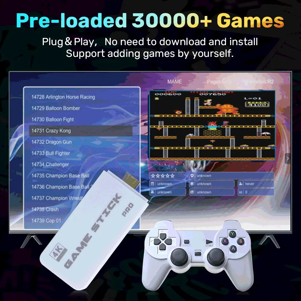 M15 Game Stick Mini TV Handheld Spielkonsole 64G 30000 + Retro Spiel HD Ausgang für PS1/ARCADE/SNES/MAME/NEO GEO Wireless Controller