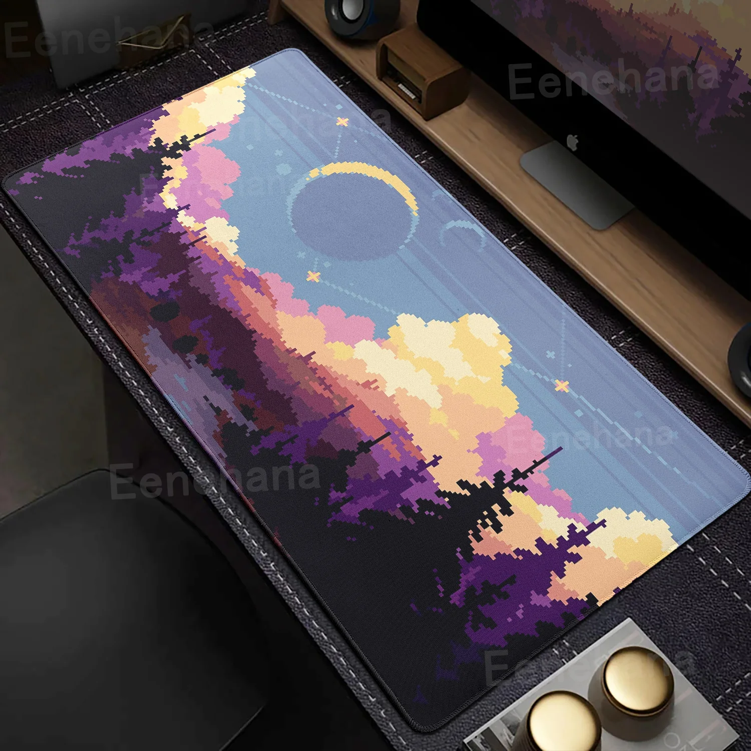 Pixel Rosa Wolken Mauspad Himmel Großes Mousepad PC Gaming Zubehör Pad Niedliche Landschaft Gummi Computer Schreibtischmatte Xxl Erweitertes Pad