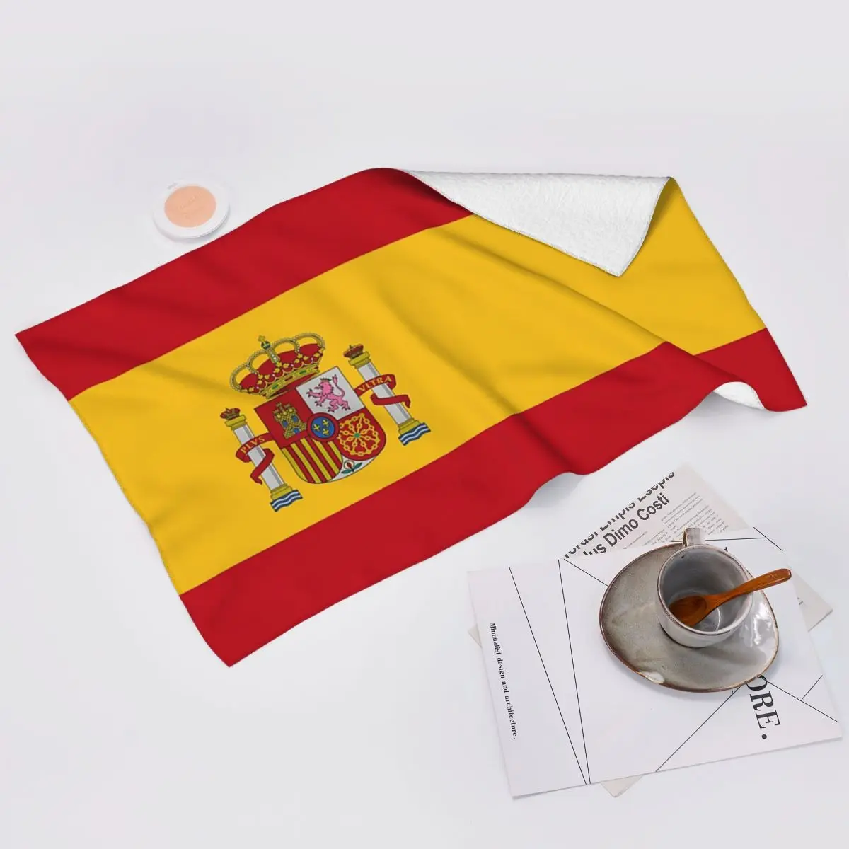 Custom Flag Of Spain Soft Face Towel Quick Dry Pool Bath Cotton Towels Absorbent Quick