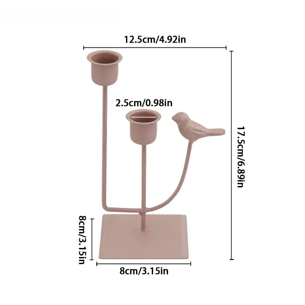 Bird Accent 2-Arm Metal Candle Holder Minimalist Candelabra for Wedding Reception Dining Table Romantic Home Decor Gift