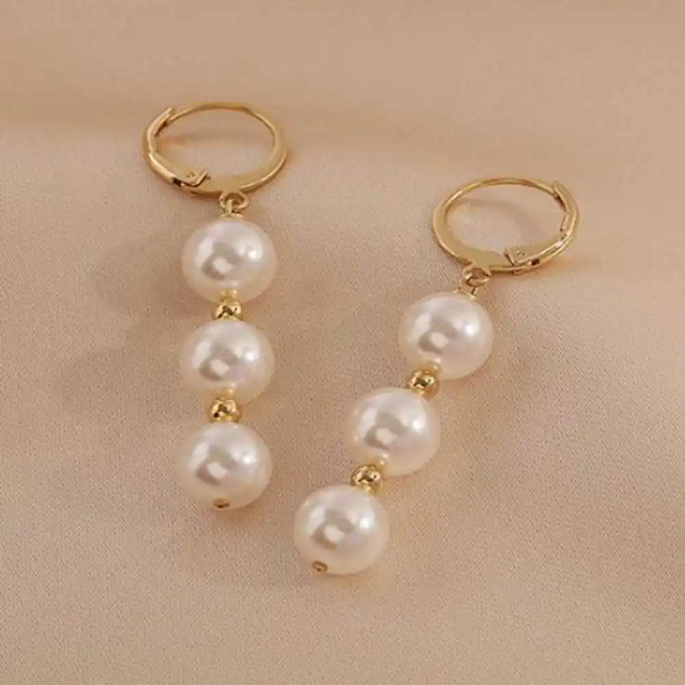 Highlights 8MM White Shell Pearl Earrings 18K Thanksgiving Gift Wedding Hook New Year Accessories Classic Mother\'s Day