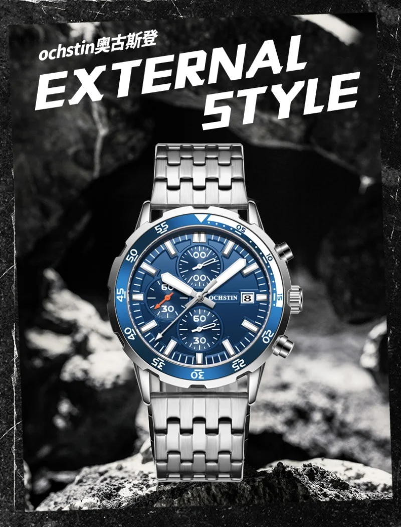 Aviator series men's classic business watch shockproof waterproof luminous calendar multifunctional steel band watchgift friends