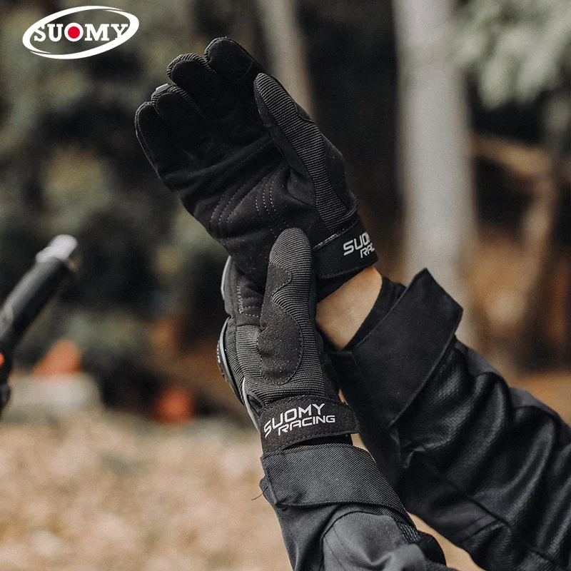 Suomy-guantes transpirables para montar en motocicleta para hombre, equipo de protección anticaída con pantalla táctil, ideal para primavera y verano