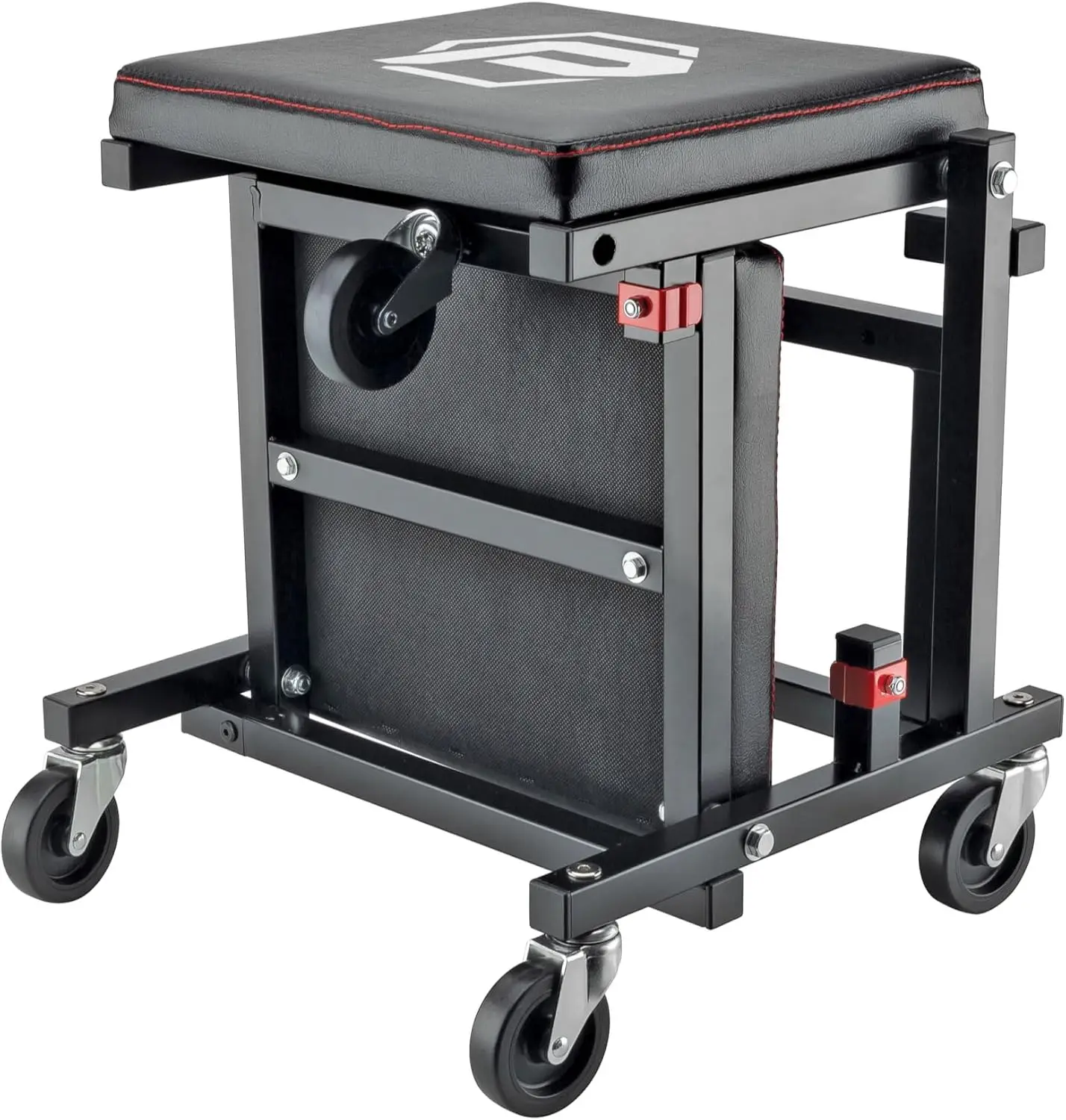 مقعد زاحف دوار 2 في 1: يحول عالي/منخفض، وخالي من الأدوات، وسعة 330 رطل، ووسادة سميكة وعجلات 3 بوصة