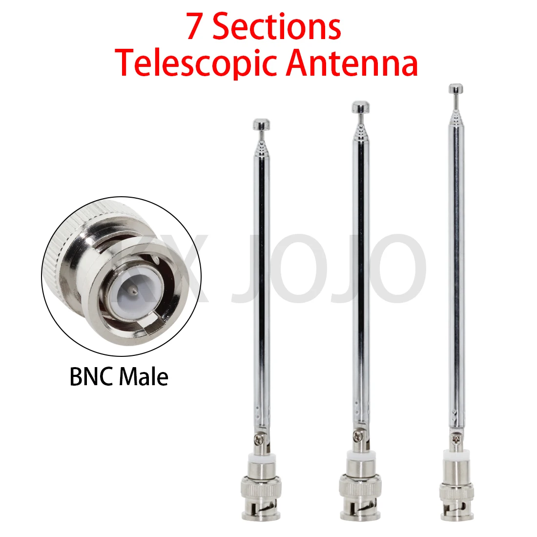 Telescopic Antenna 7 Sections 180-Degree BNC Connector FM Receiving  Radio Speaker 1pc