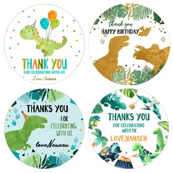 Dinosaur Party Stickers Customized Name Text Decor T-Rex Boy Birthday Favors Labels First Day of School Sticker Jurassic Park