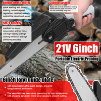 Small Wood Splitting Chainsaw 21V 6inch Electric Pruning Saws Brush Motor One-handed Woodworking Tool for Orchard Garden Cutting