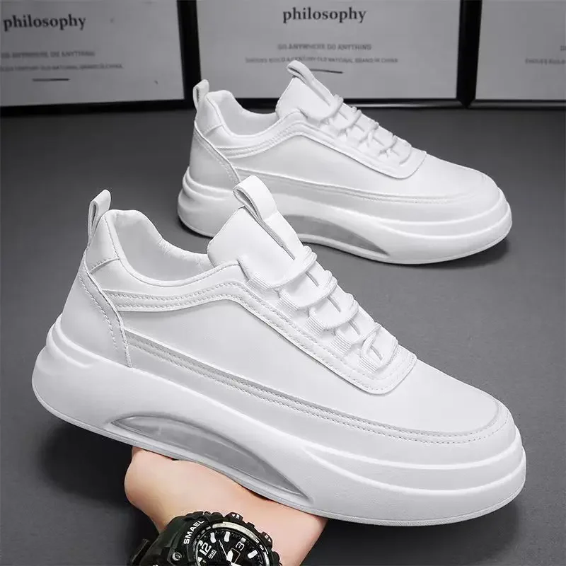 

Men's Sneakers Pu Leather Casual Shoe Platform Running Shoes Lace Up Vulcanize Shoes for Men Tenis Shoes White Zapatillas Hombre