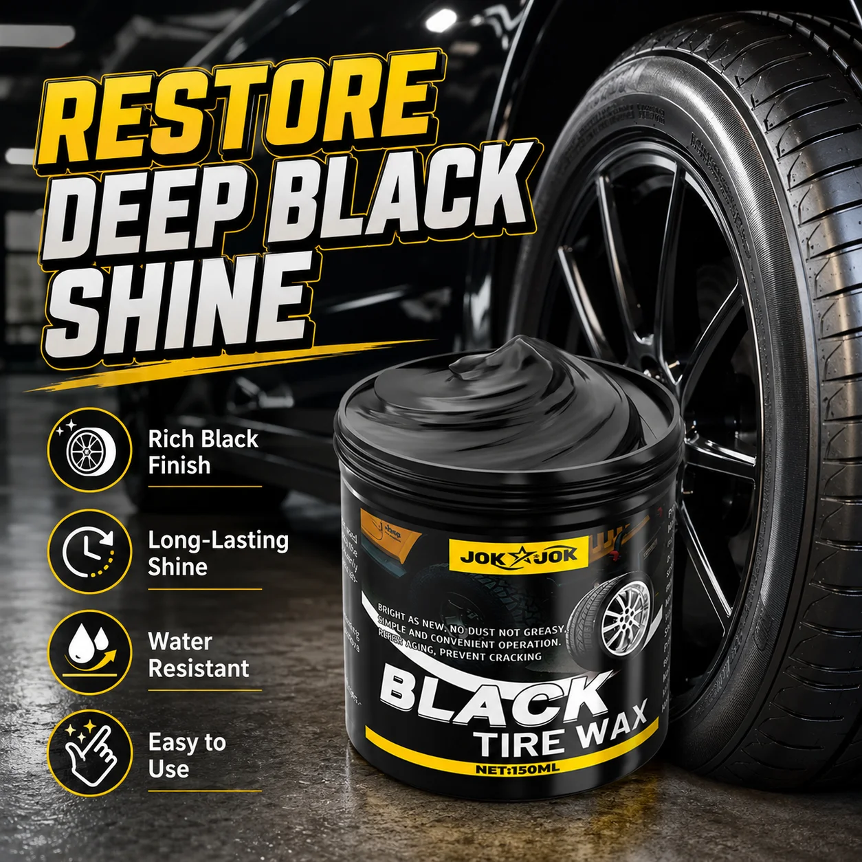 Tire Coating Wax Car Tire Retreading and Film Plating Cream Tire Shine Coating Wax Auto Rubber Parts Shiny Paste Re-black Polish