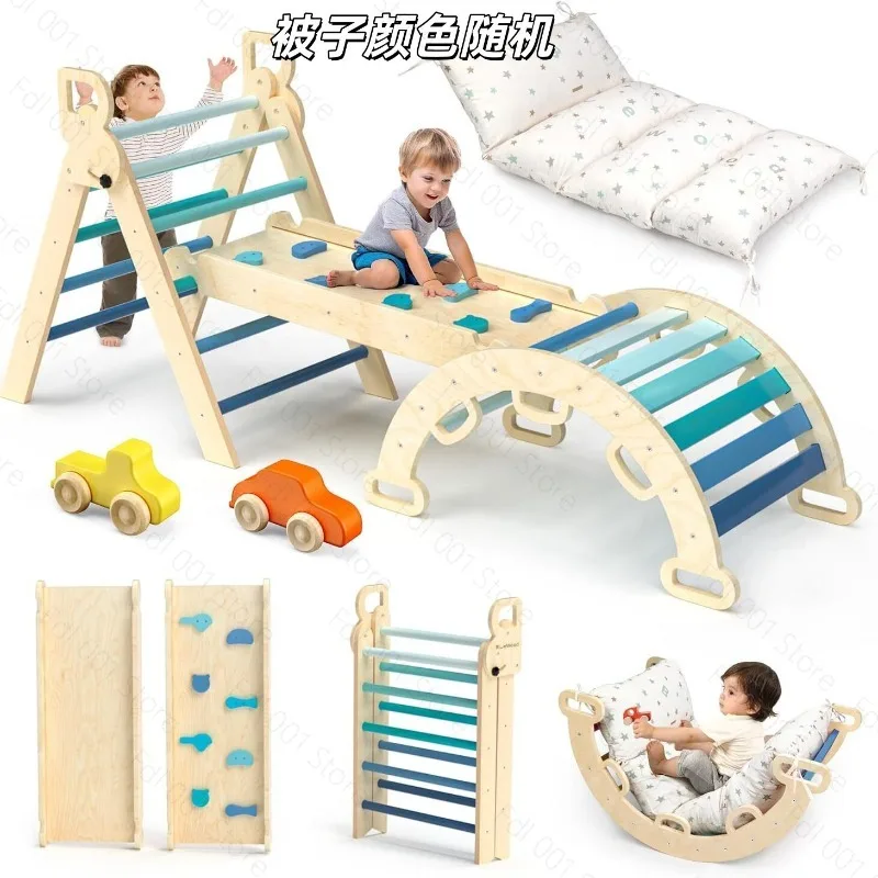 Simple Foldable Triangular Kids Climbing Frame Wooden Indoor Physical Activity Toy for Babies