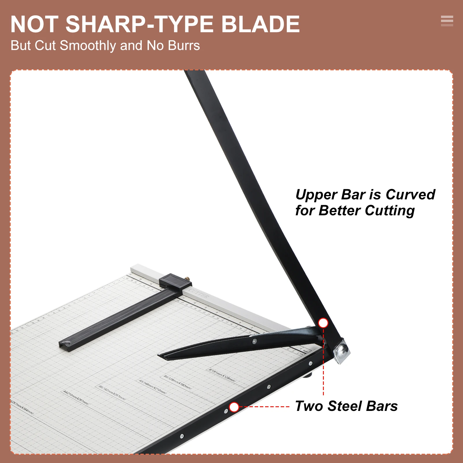 Paper Cutter B3/A3/B4/A4 Stack Paper Trimmer for Cardstock Guard Rail Paper Press Tool Adjustable Guide Metal Base Paper Slicer