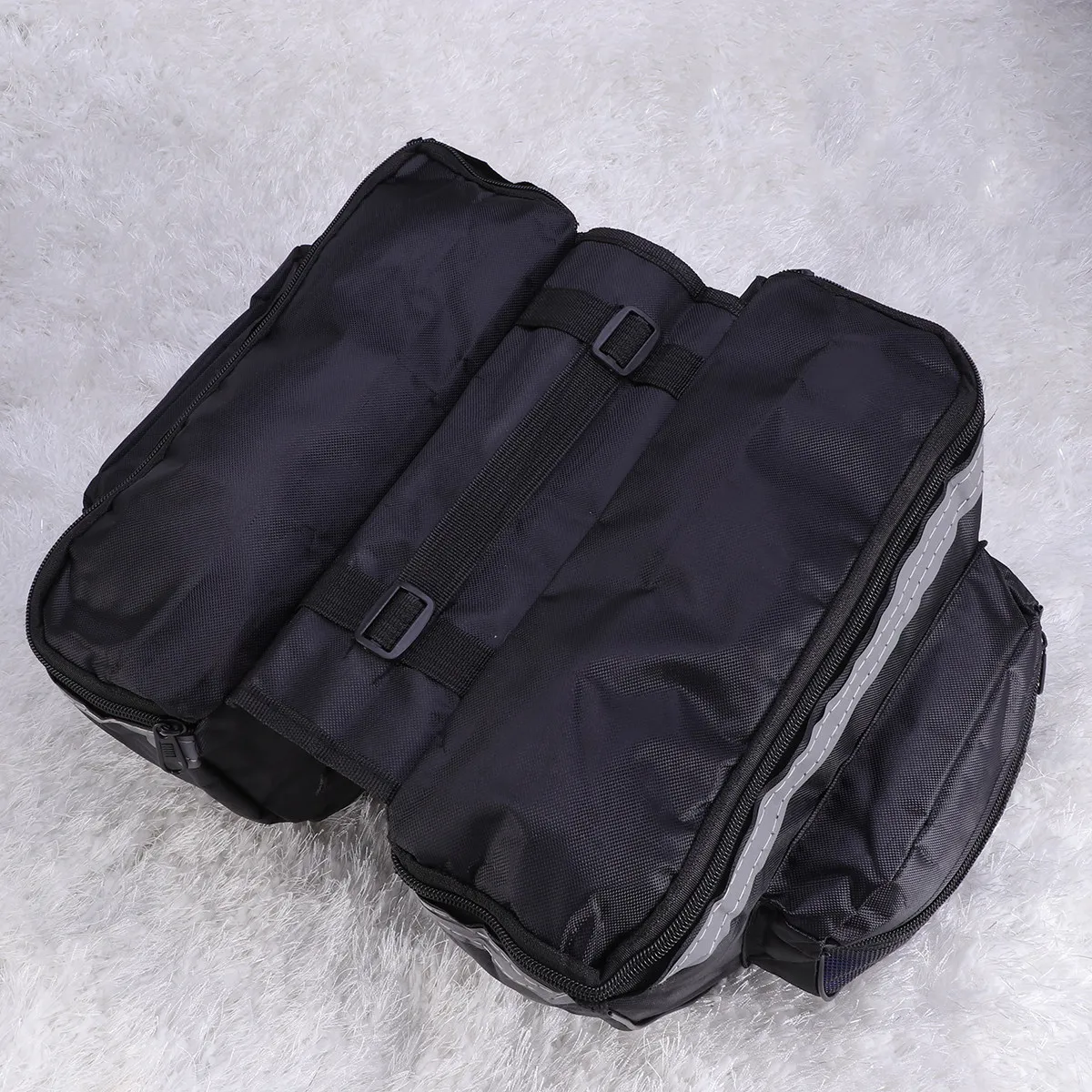 

Double Side Rear Seat Bike Bag Large Capacity Waterproof PVC Fabric Trunk Bag Reflective Strip Safe Night Cycling Carry Handle