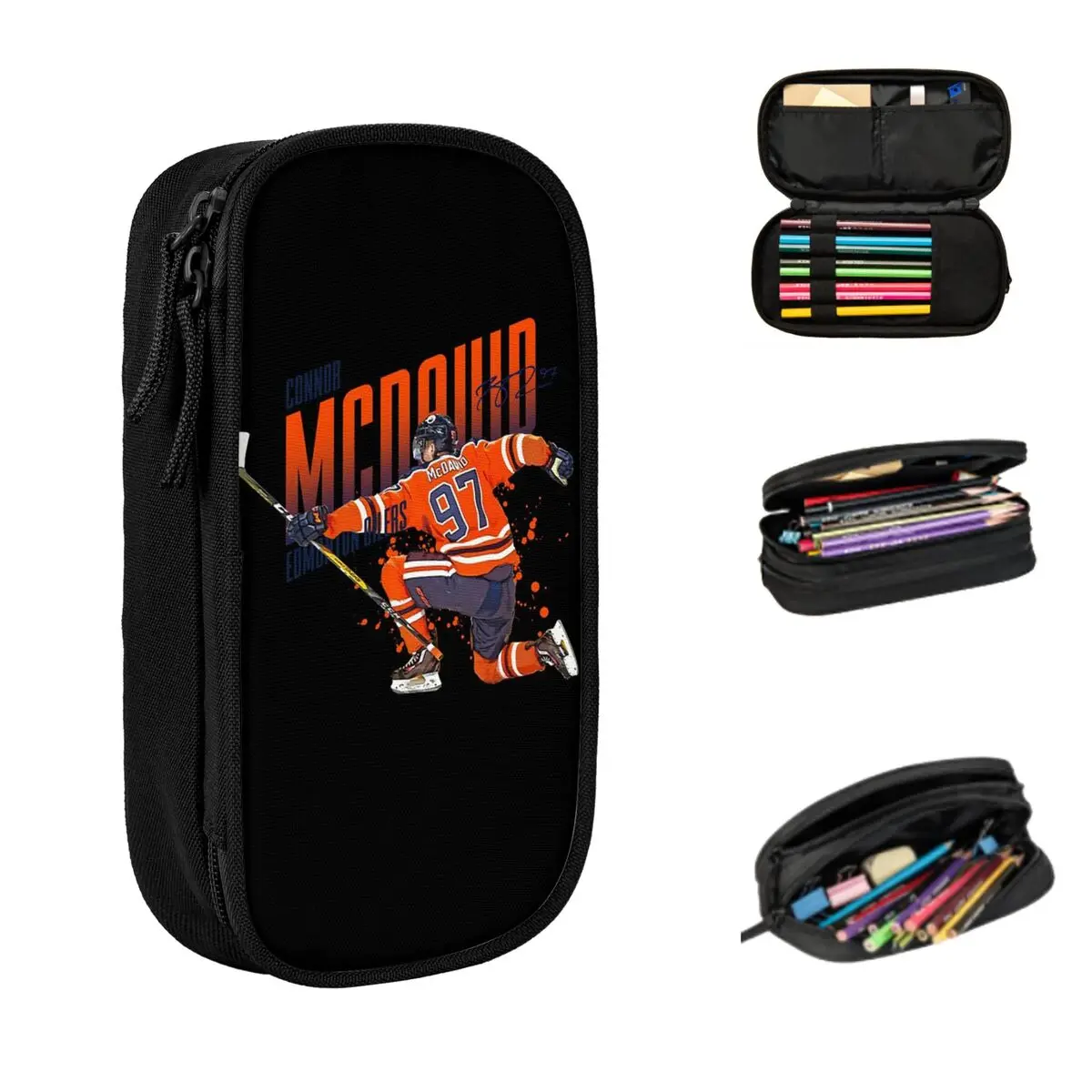 كونور ماك ديفيد 97 لمحبي إدمونتون أويلرز مقلمة سعة كبيرة أكياس القلم صندوق القلم قلم رصاص الحقيبة للبنين بنات الطلاب