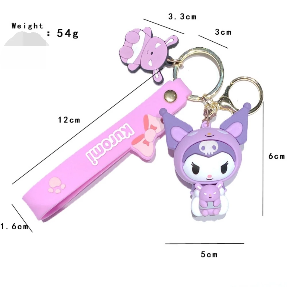 Portachiavi Sanrio Hello Kitty Little Twin Star Kuromi con ciondolo floreale Simpatico cartone animato con ciondolo per borsa, portachiavi per auto, regalo