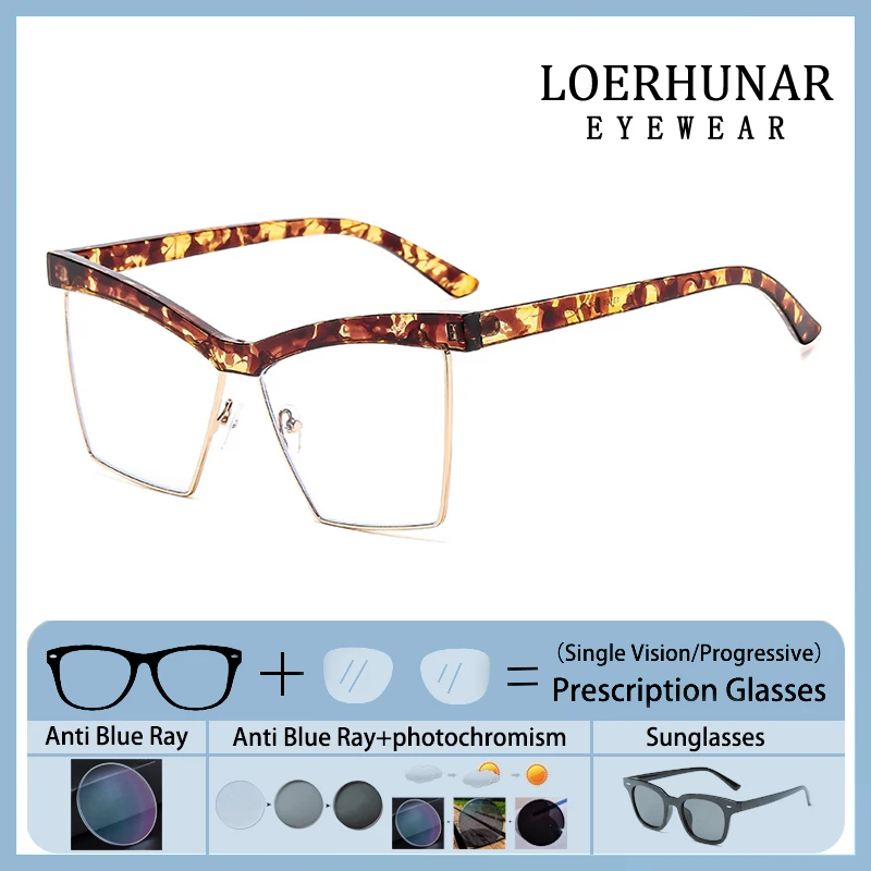

Square Eyebrow Frame Prescription Glasses Custom Reading Eyewear Women Optical Photochromic Anti Blue Light Near Sight Eyewear